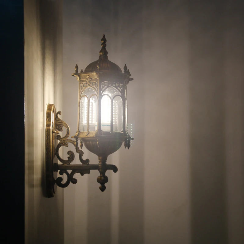 lampe murale gothique or noir vitraux transparents ornements sculptés cuisine chambre coucher entrée étude