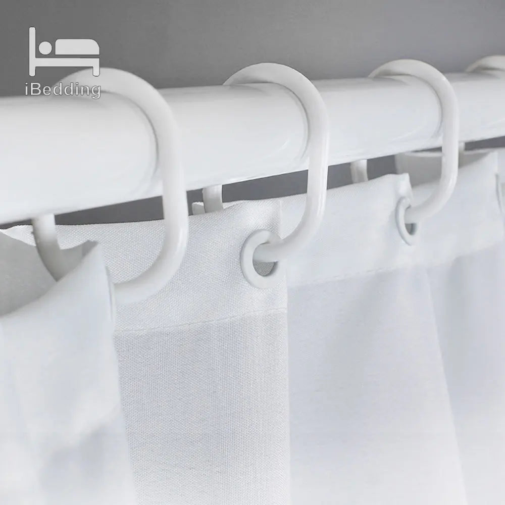 rideau douche moderne polyester blanc rayures verticales anneaux imperméable respectueux l'environnement