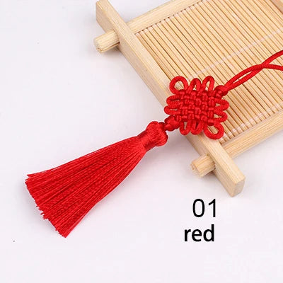 nœuds chinois pompons 5cm 2pcs rouge beige doré bleu marine vert artisanal décoration intérieure