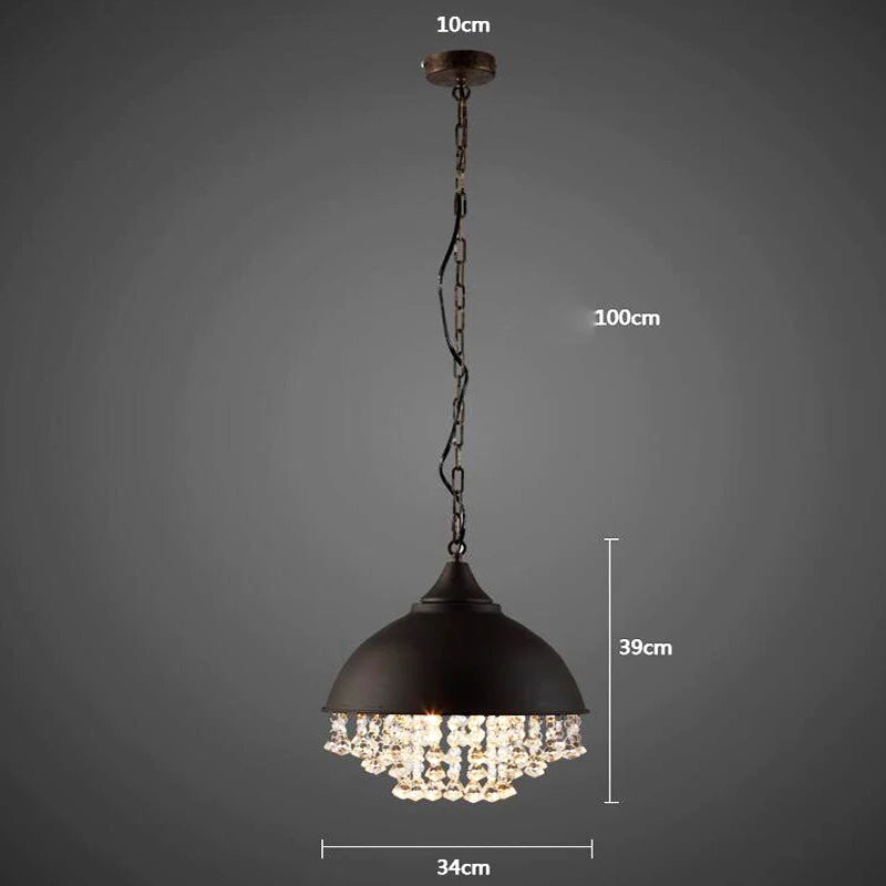 Suspension lumineuse moderne vintage noir transparentes pendantes chaîne étude salon