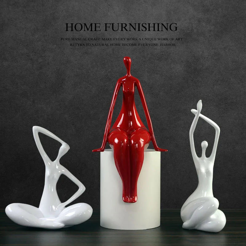 statues abstraites femmes rouge blanc noir contemporaines minimaliste maisonDecoration fete anniversaire noel valentin mariage