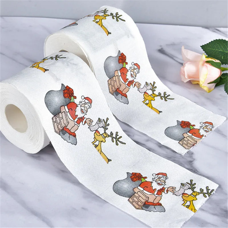Papier toilette Noël rouge avec père Noël