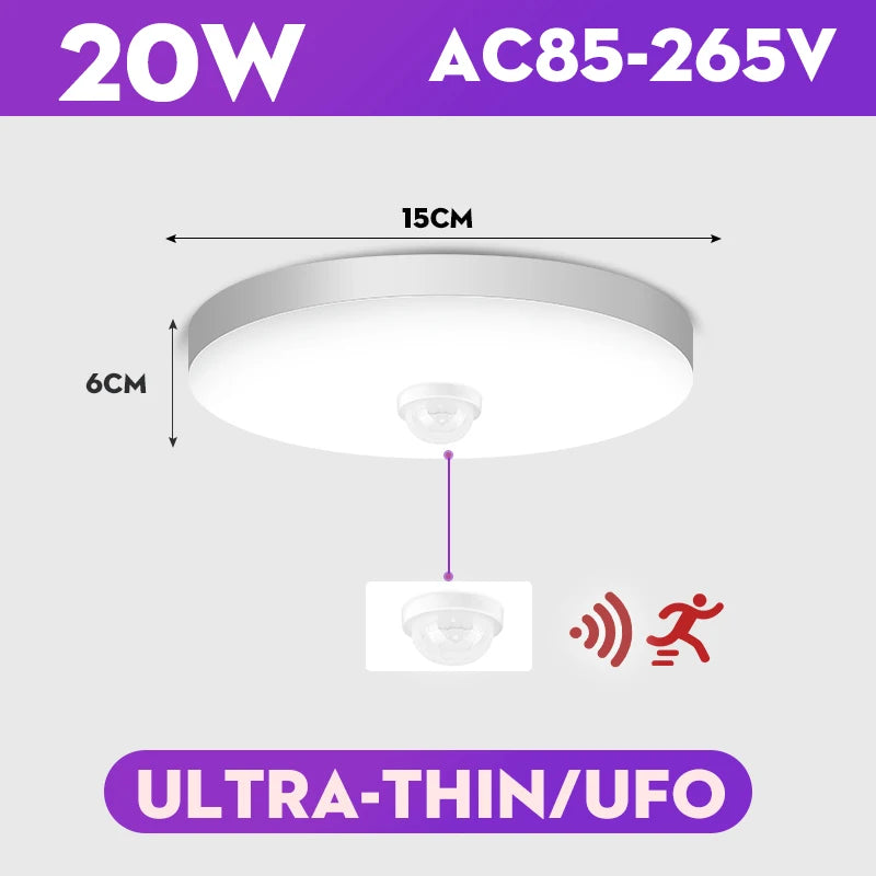 lampe capteur radar detection mouvement blanc moderne minimaliste 20w 30w 249lm 15lumieres