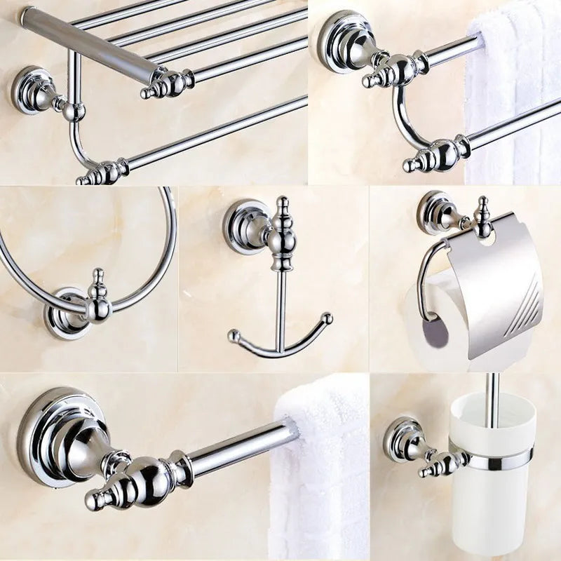 accessoires salle bain chrome classique porte serviettes anneau rangement toilette papier móc manteau support