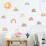 sticker mural arc ciel soleil boho multicolore adhésif chambre enfant décoration maison