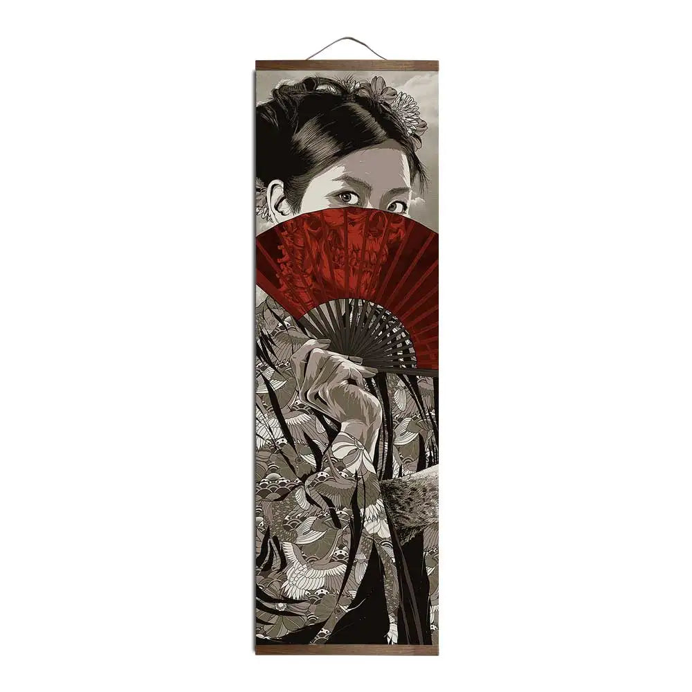 affiche murale toile japonaise ukiyoe samouraï graphique moderne cadre bois