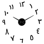 horloge murale moderne chiffres arabes acrylique argent doré noir autocollants grande taille