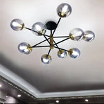 suspension lumineuse moderne boules sphériques translucides noir doré led echangement facile