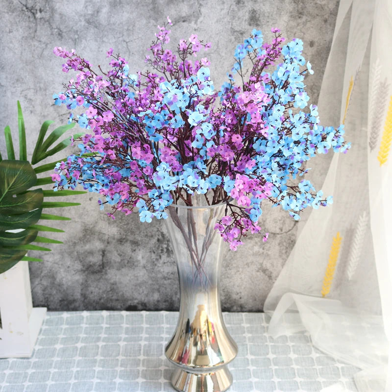 bouquet artificiel violet bleu rose rouge petites fleurs simples moderne décoration intérieure minimaliste opacité