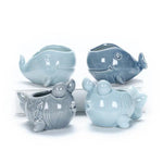 petit cache pot ceramique bleu motif poisson marin decoratif plante succulente maison