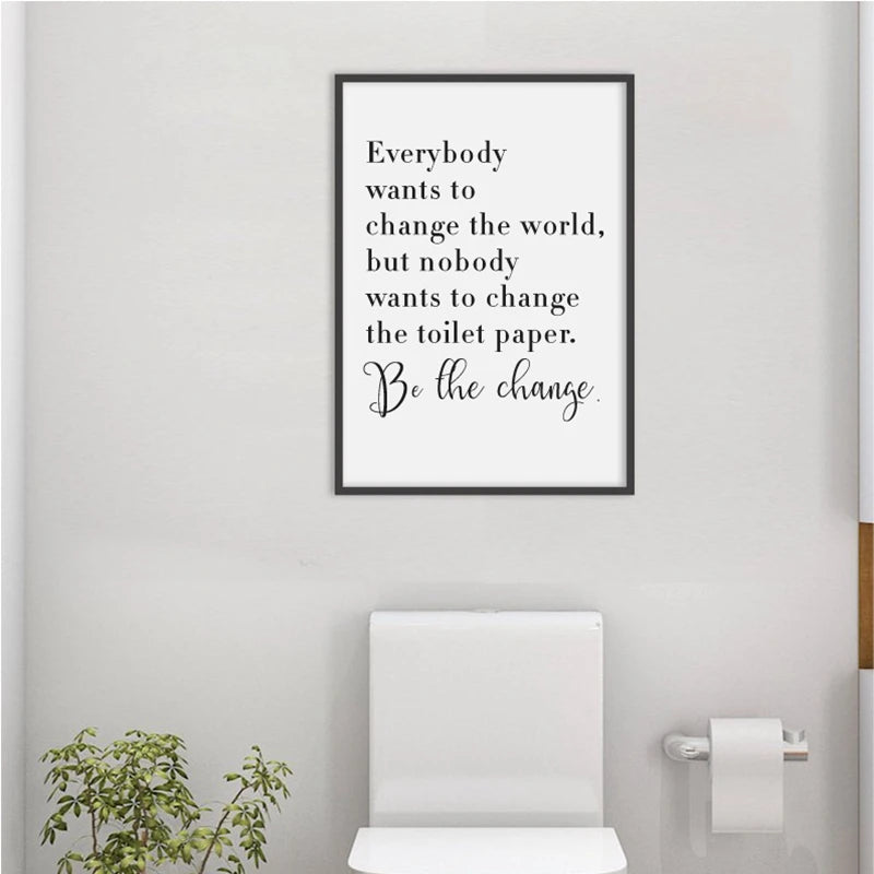 cadre mural minimaliste noir blanc texte imprimé toile encre imperméable rectangle vertical miroir sans