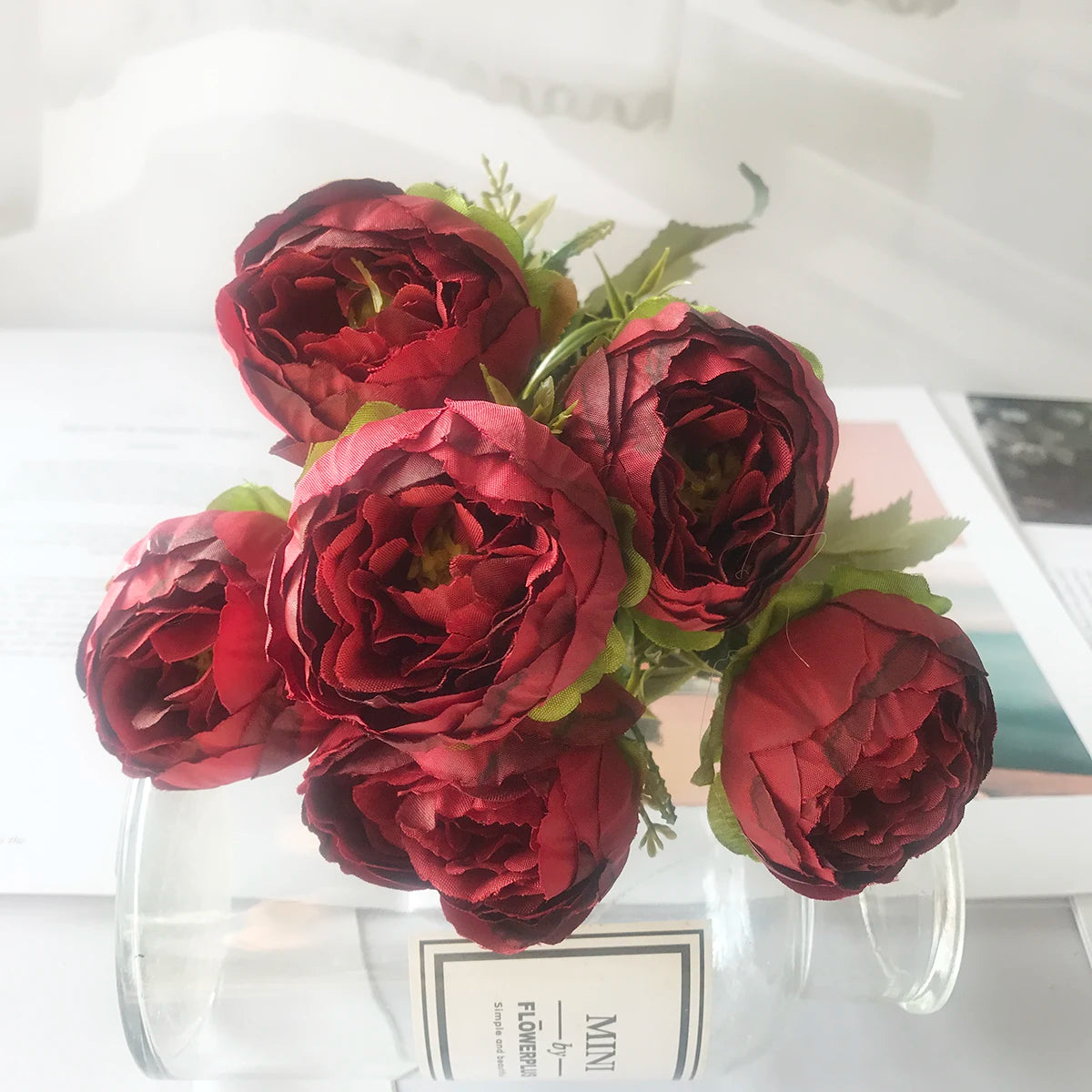 fleur artificielle rose thé soie bouquet rouge blanc décoration mariage maison jardin
