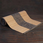 tapis table runner tissage bambou rayures chinoises beige bordeaux traditionnel artisanal maison decoration