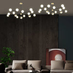 chandelier moderne suspension led 12 lumières blanc doré chambre salon