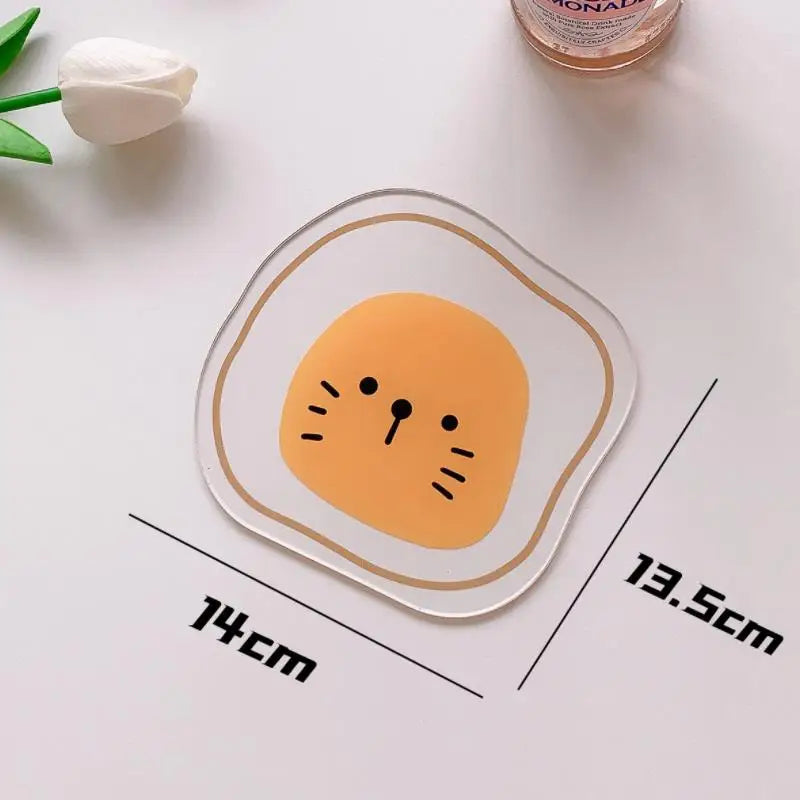coasters cartoonaufs animaux souriants transparents orange blanc bleu respectueux environnement