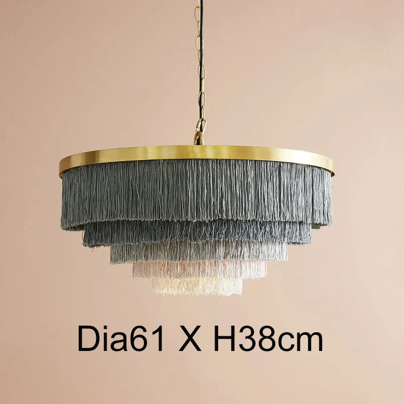 suspension lumineuse franges moderne or blanc gris élégant chambre fille lumière bohème