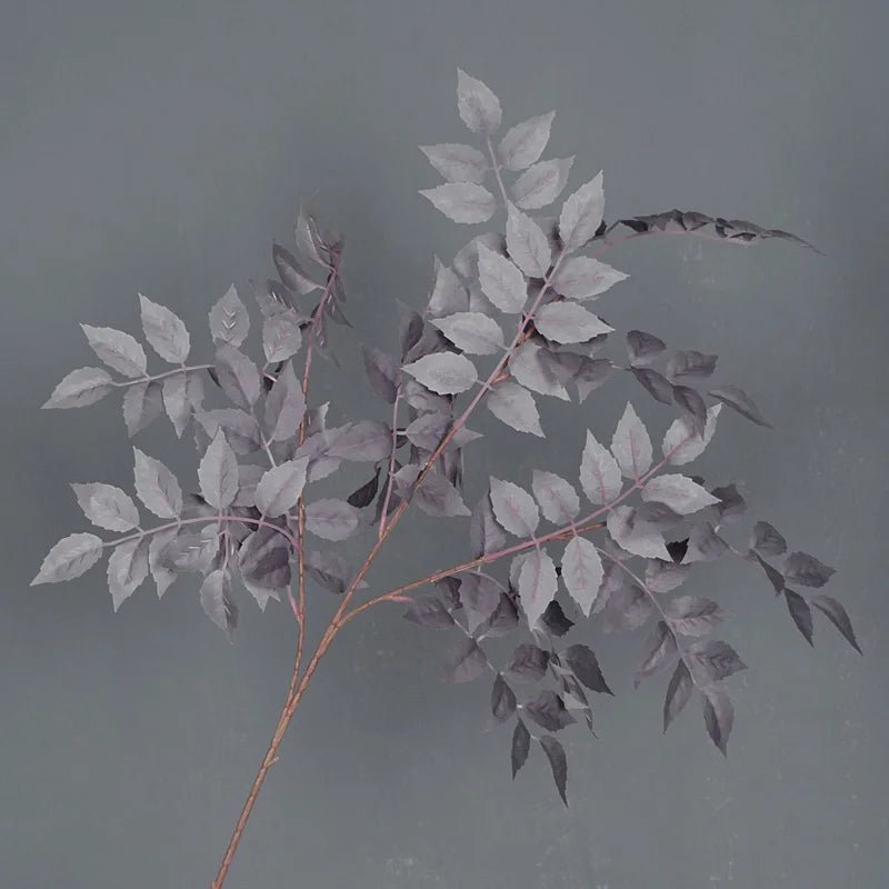 Bouquet artificiel feuilles simples moderne vase transparent hauteur 92cm rouge foncé vertclair blanc