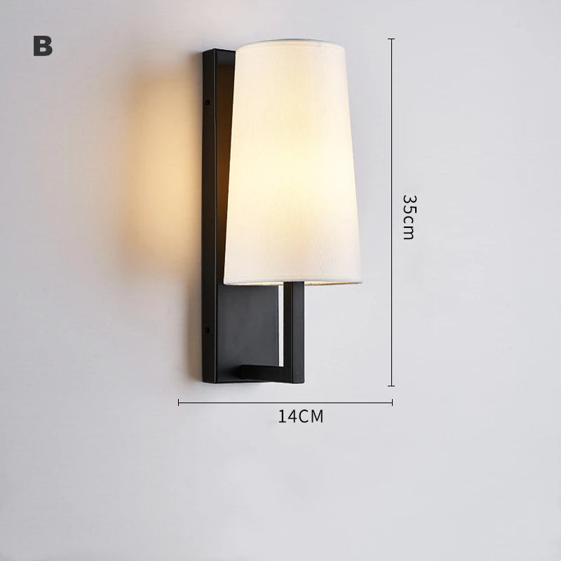 lampe murale moderne abat jour tissu noir blanc éclairage chambre salon entrée minimaliste