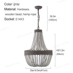 suspension lumineuse bois corde chanvre blanc gris rustique bohème 3luxe