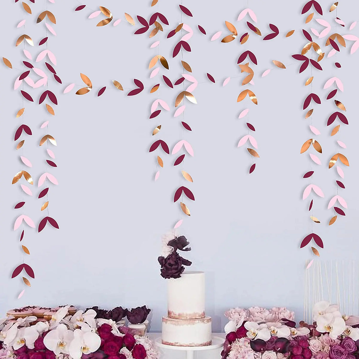 guirlande feuilles papier miroir turquoise orange anniversaire mariage festif tropical