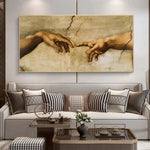 toile d'art classique mains marbre beige noir sans cadre horizontal