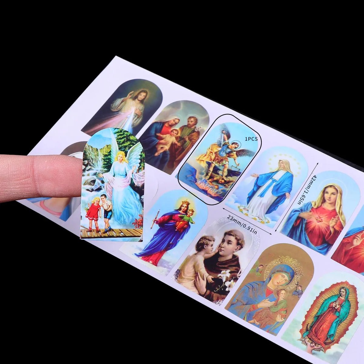 autocollants religieux saints anges bleu rouge blanc doré noir adhésifs décoration église craft stickers