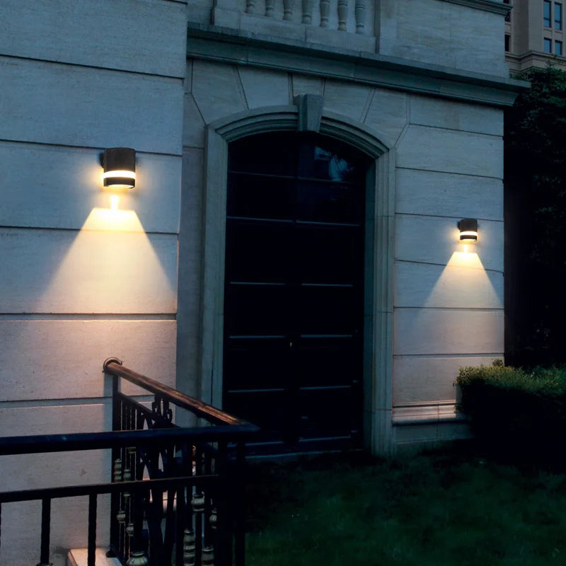 applique murale led extérieure moderne ip65 aluminium texturé noir blanc 6w 12w