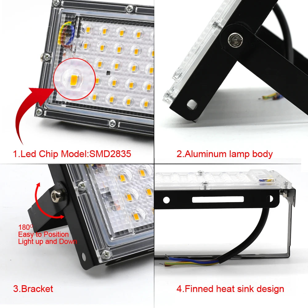projecteur led extérieur 100w 150w noir moderne aluminium certifié cecccrohs