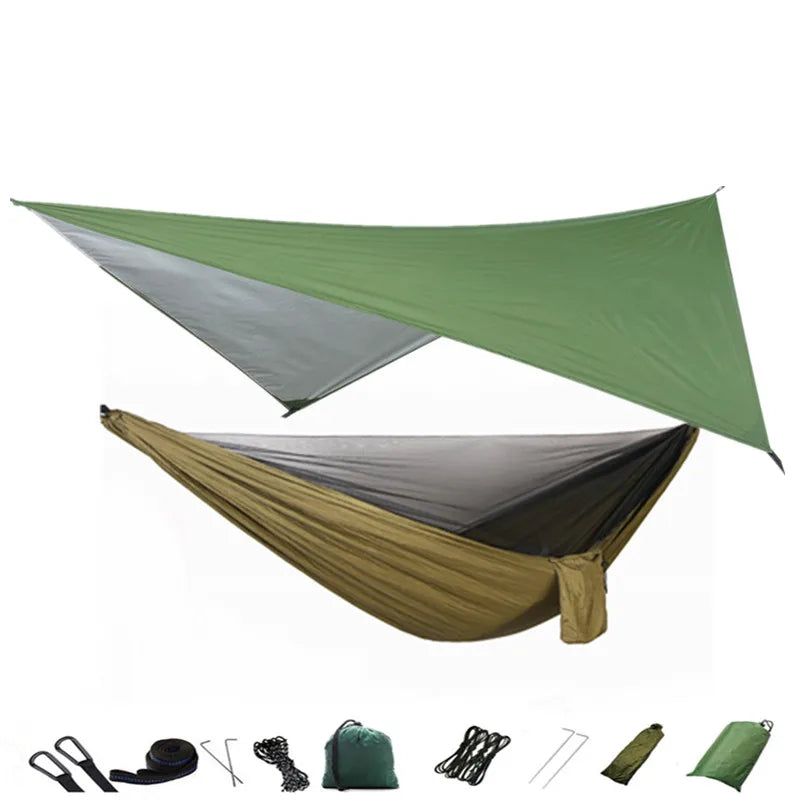 hamac camping moustiquaire auvent portable randonnée voyage survie extérieur vert