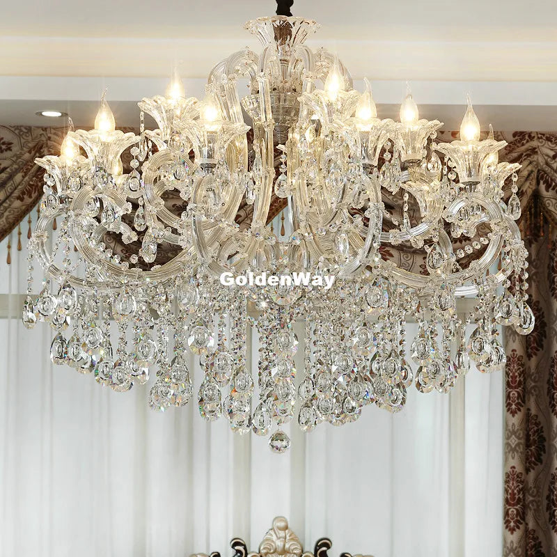 lustre baroque argenté transparent strass 2ampoules 10pendants cristal semi encastré