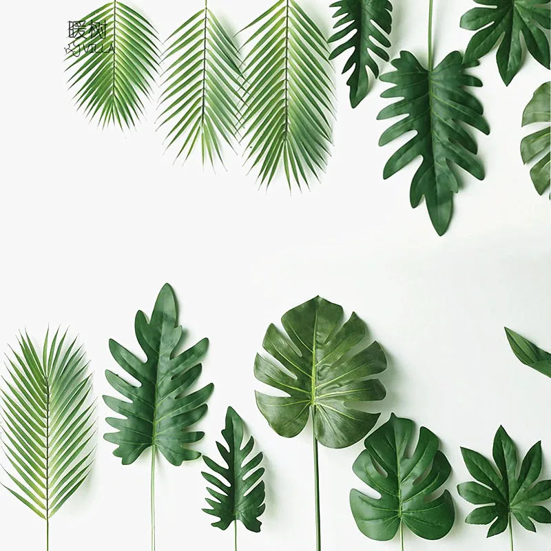 feuilles artificielles vertes plante tropicale branche monstera décoration intérieure décoration extérieure moderne feuilles différentes