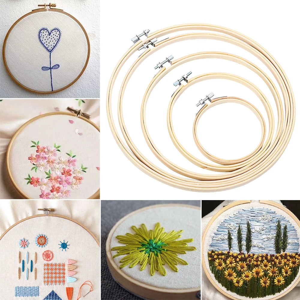 anneaux broderie bambou vis serrage classique différents diamètres cross stitch frame outils couture