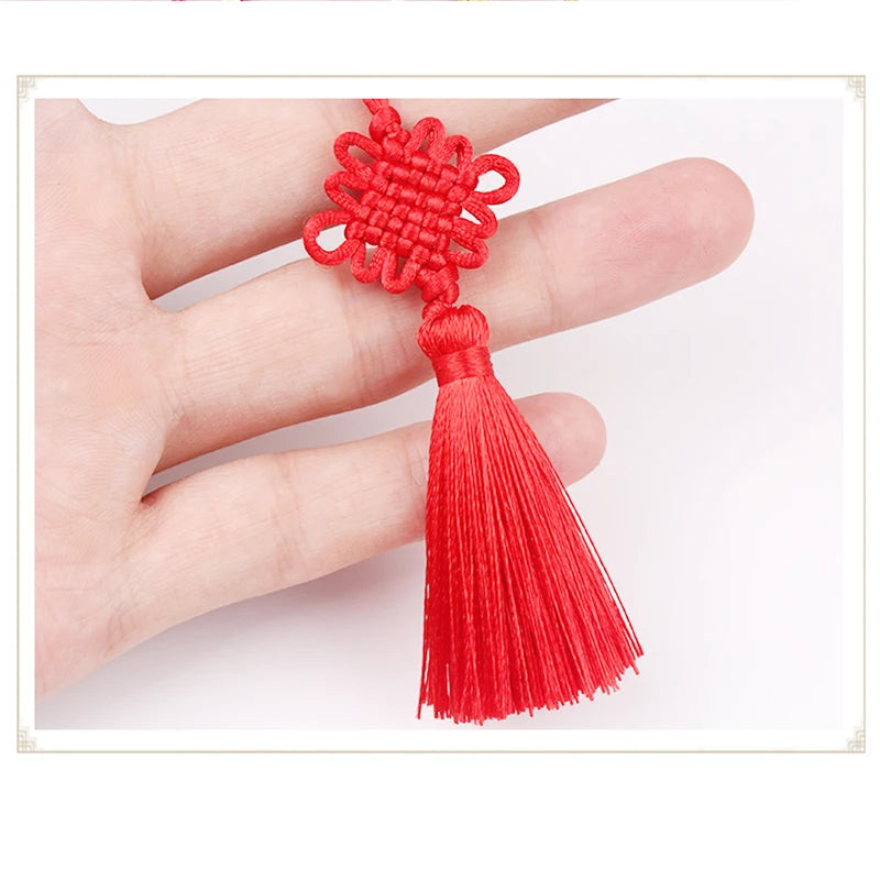 nœuds chinois pompons 5cm 2pcs rouge beige doré bleu marine vert artisanal décoration intérieure