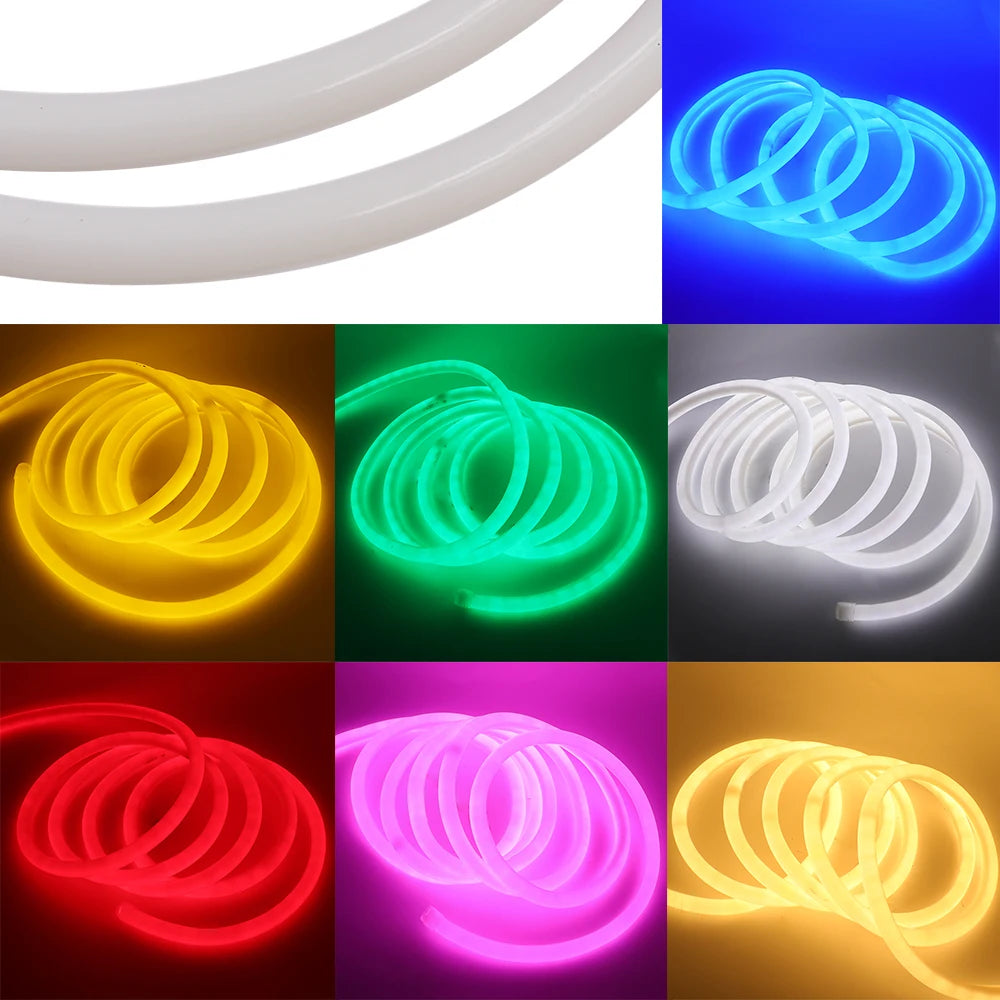 Installation de tube néon LED flexible autour d'une étagère
