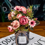 fleur artificielle rose thé soie bouquet rouge blanc décoration mariage maison jardin