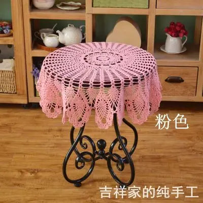 serviette table coton crocheté motif floral traditionnelle maison table manger blanc cassé