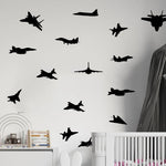 Sticker mural avion chasse garçon 45 pièces