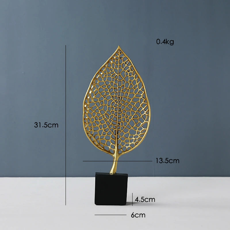 feuilles or décoratives moderne sculpture opaque nervure plantes élégantes intérieur salon