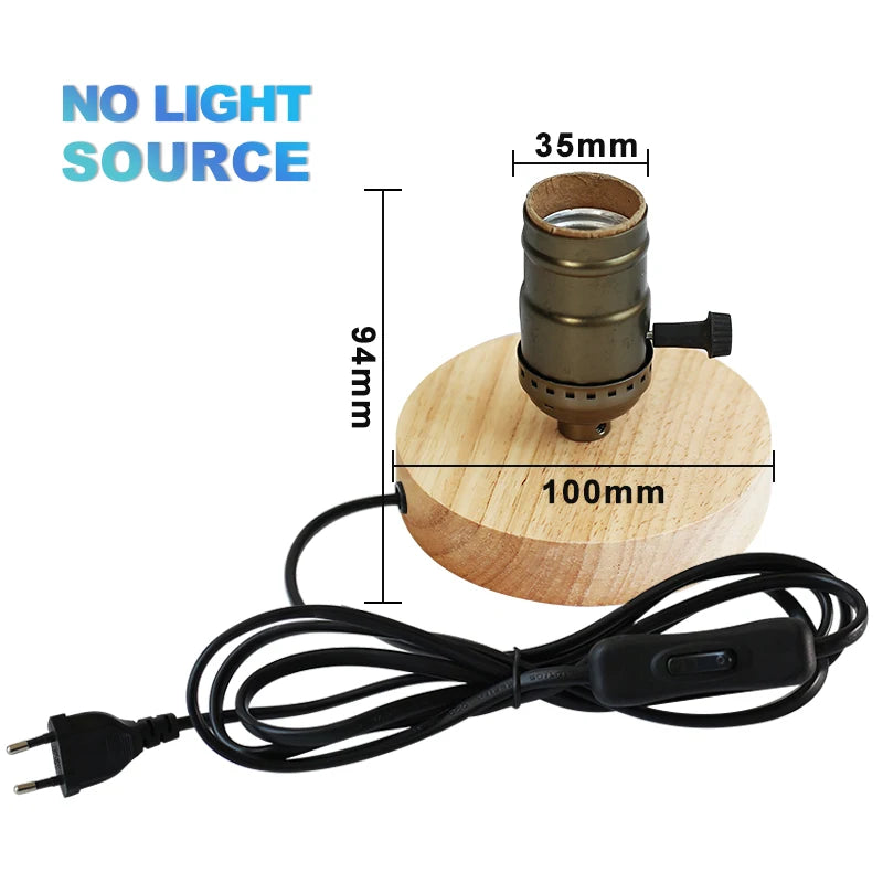 lampe table bois moderne industriel ampoule filament visible cylindre cube octaèdre chambre coucher deco