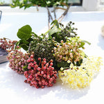 bouquet artificiel hortensia mariage rouge blanc vert naturel détaillé