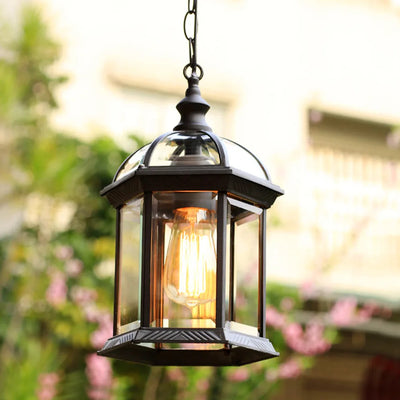 Lampe suspension extérieure étanche noire pour jardin