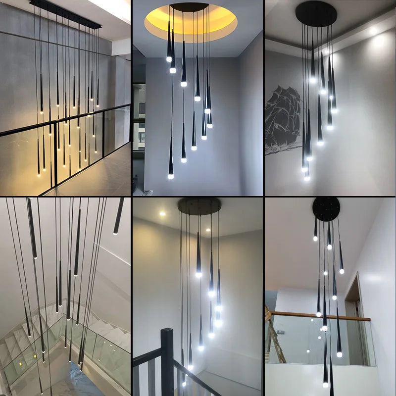 Lustre duplex design avec éclairage réglable