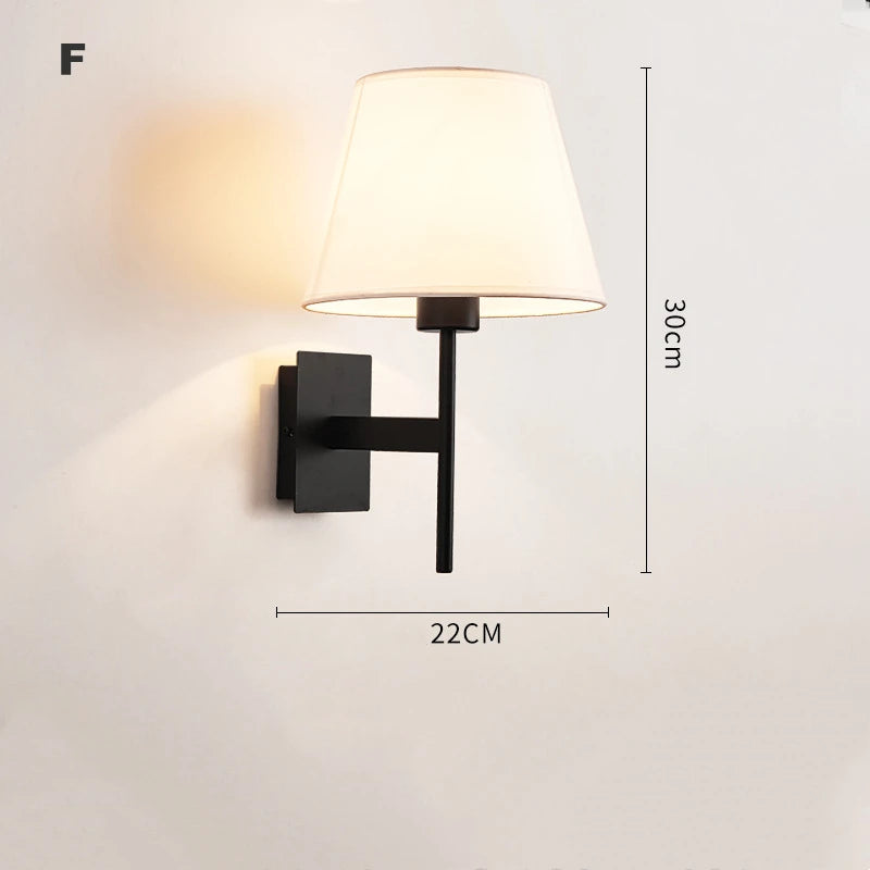 lampe murale moderne abat jour tissu noir blanc éclairage chambre salon entrée minimaliste