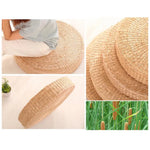 Détail du tissage tricoté du coussin de paille