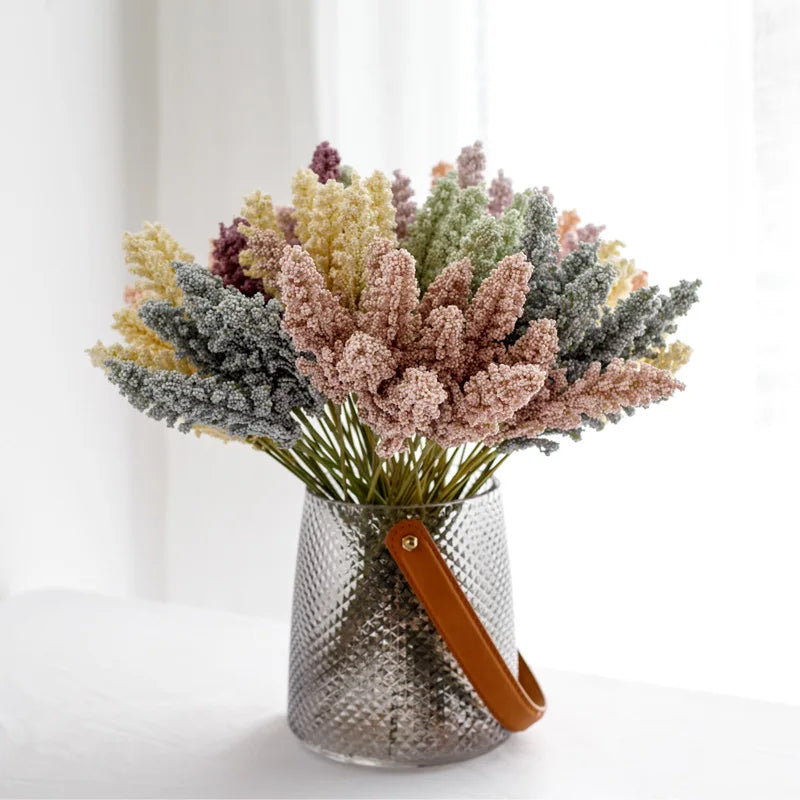 bouquet artificiel fleurs pompons rose clair vert pastel moderne intérieur anniversaire décoration maison