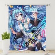 Rideau occultant japonais 3D avec impression Miku pour chambre et salon - Panneau décoratif