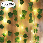 guirlande lumineuse led feuilles vertes lumières blanches noël moderne 2m batterie 2aa 3aa