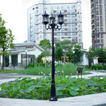 Lampadaire extérieur trois têtes or noir classique éclairage public ip65 led hand brushed bronze