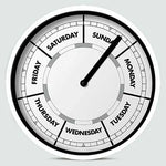 horloge murale jour semaine cadran argenté face blanche moderne minimaliste quartz aiguille salon