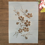 Stencil fleurs stylisées branches artisanal coloriage peinture murale scrapbooking décoration album A4